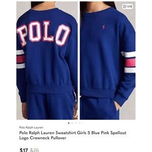 Polo Ralph Lauren Navy Pullover with Pink Accents